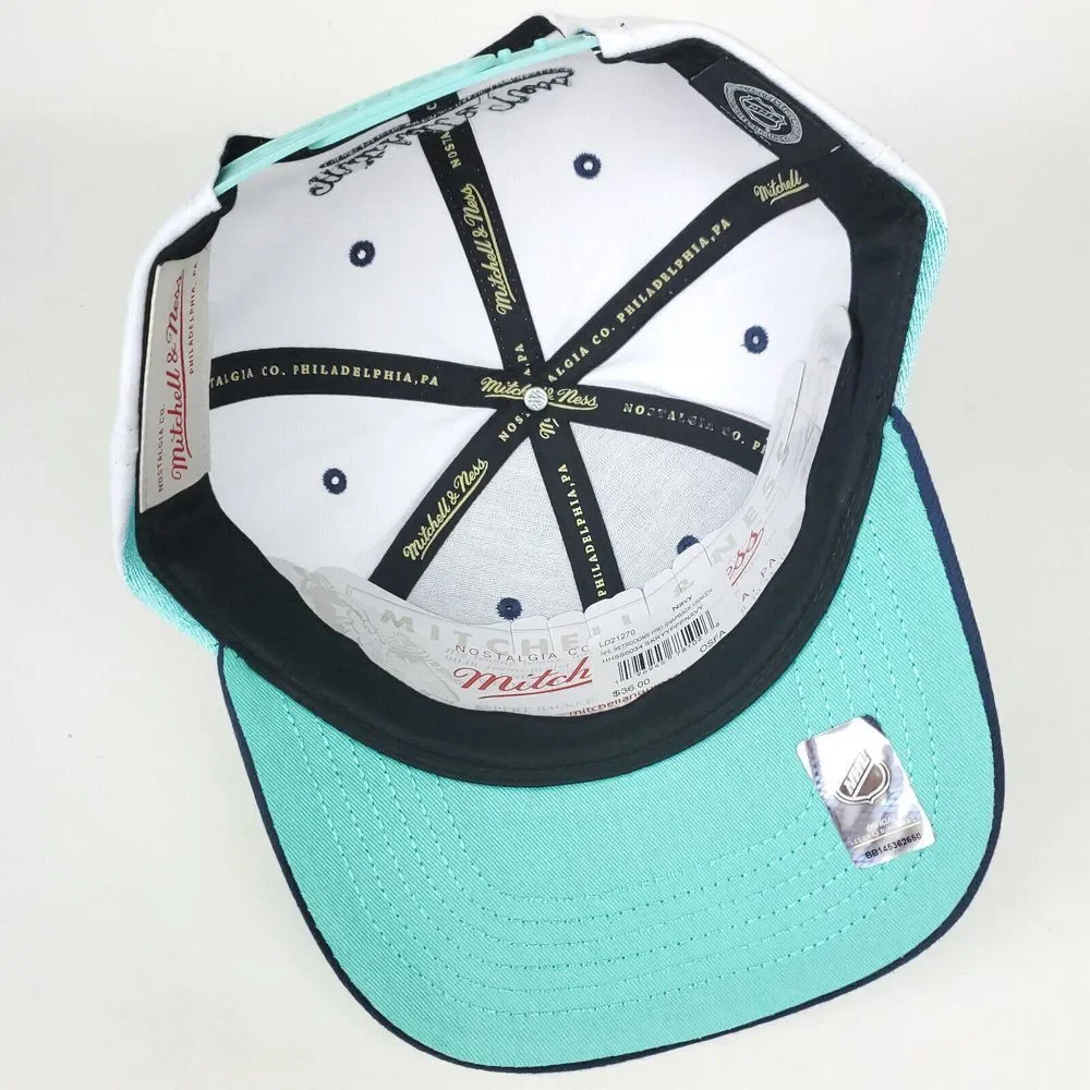 Seattle Kraken Mitchell & Ness‎ NHL Pro Fit Snapback Hat Cap Navy Aqua White NWT